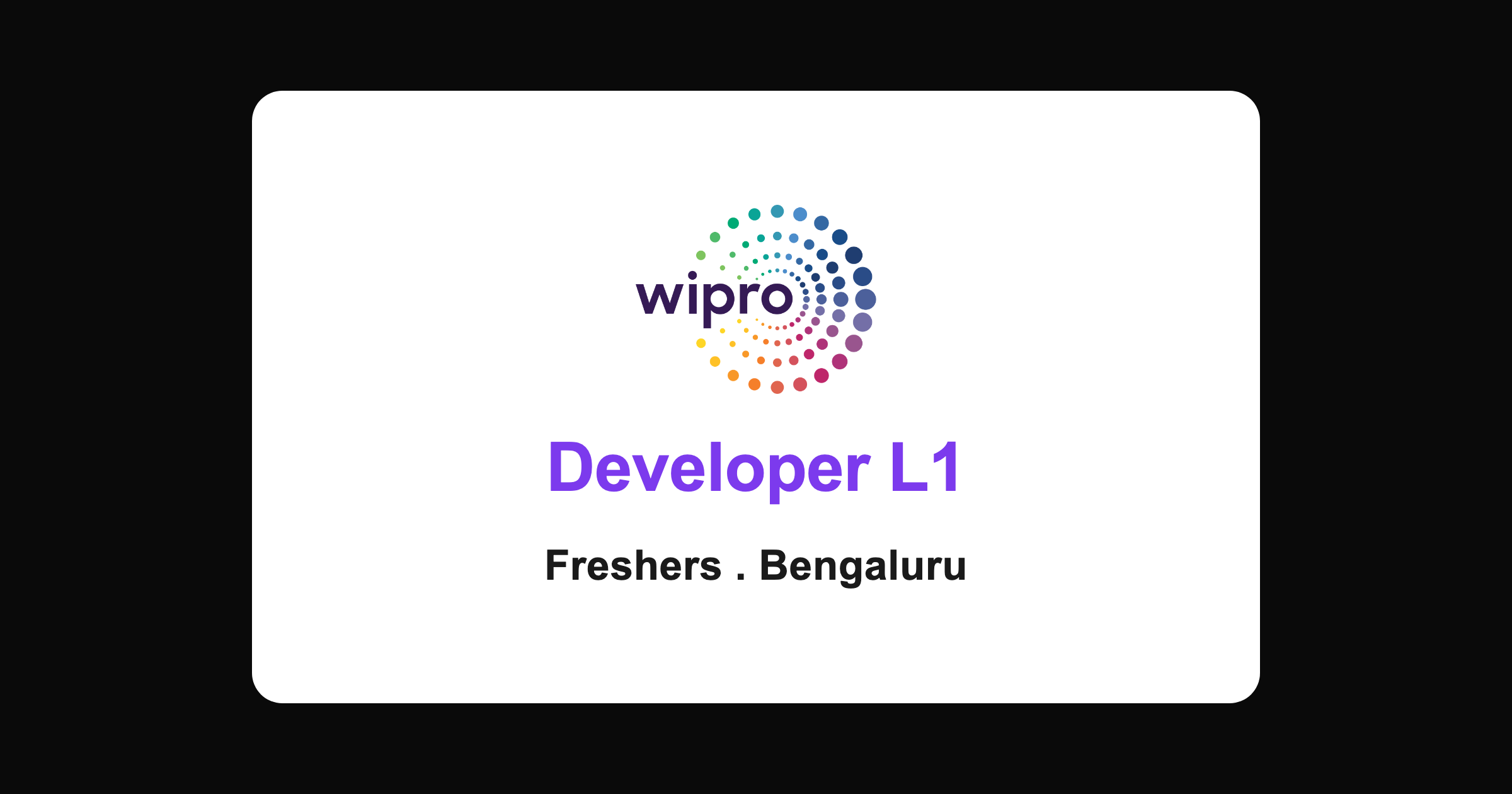Wipro Developer L1 job in Bengaluru 2026, requisition 191385